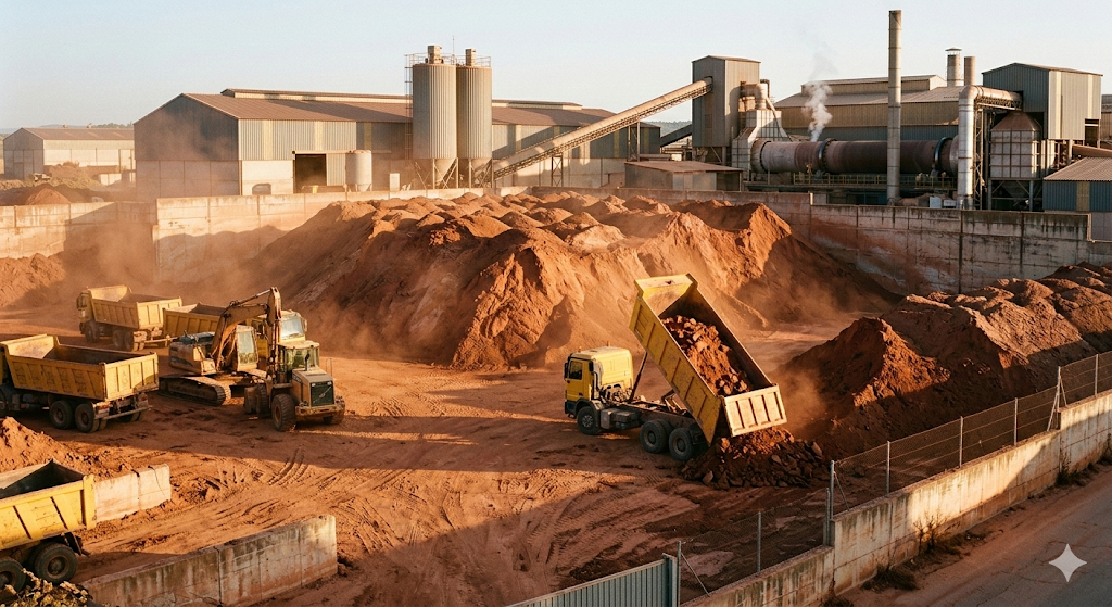 Receção de argila na fábrica CETIBAR